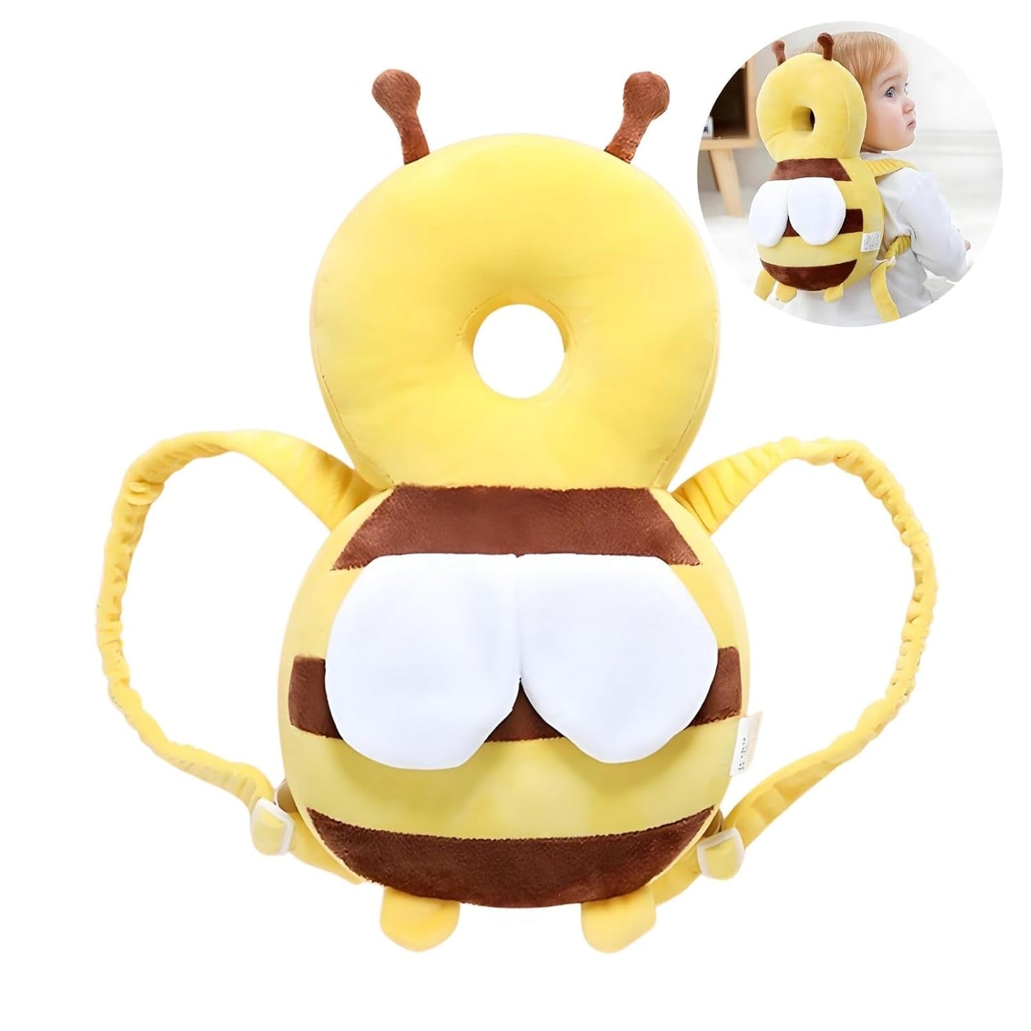 Adjustable Kids Safety Pillow 30cm x 18cm Yellow Toddler Head Protector Cushion for Safe Playtime V1258-DP02-BOL-462