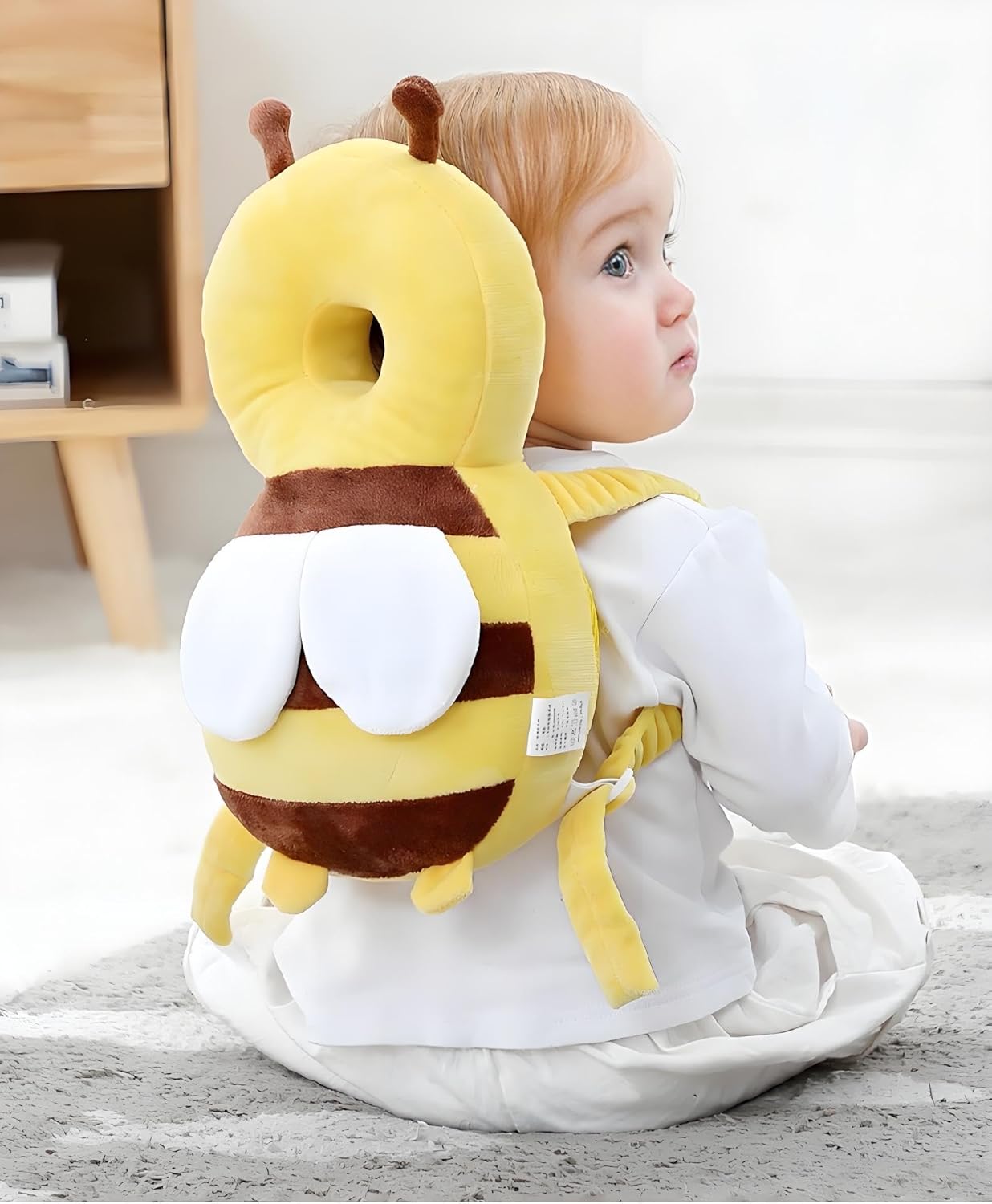 Adjustable Kids Safety Pillow 30cm x 18cm Yellow Toddler Head Protector Cushion for Safe Playtime V1258-DP02-BOL-462