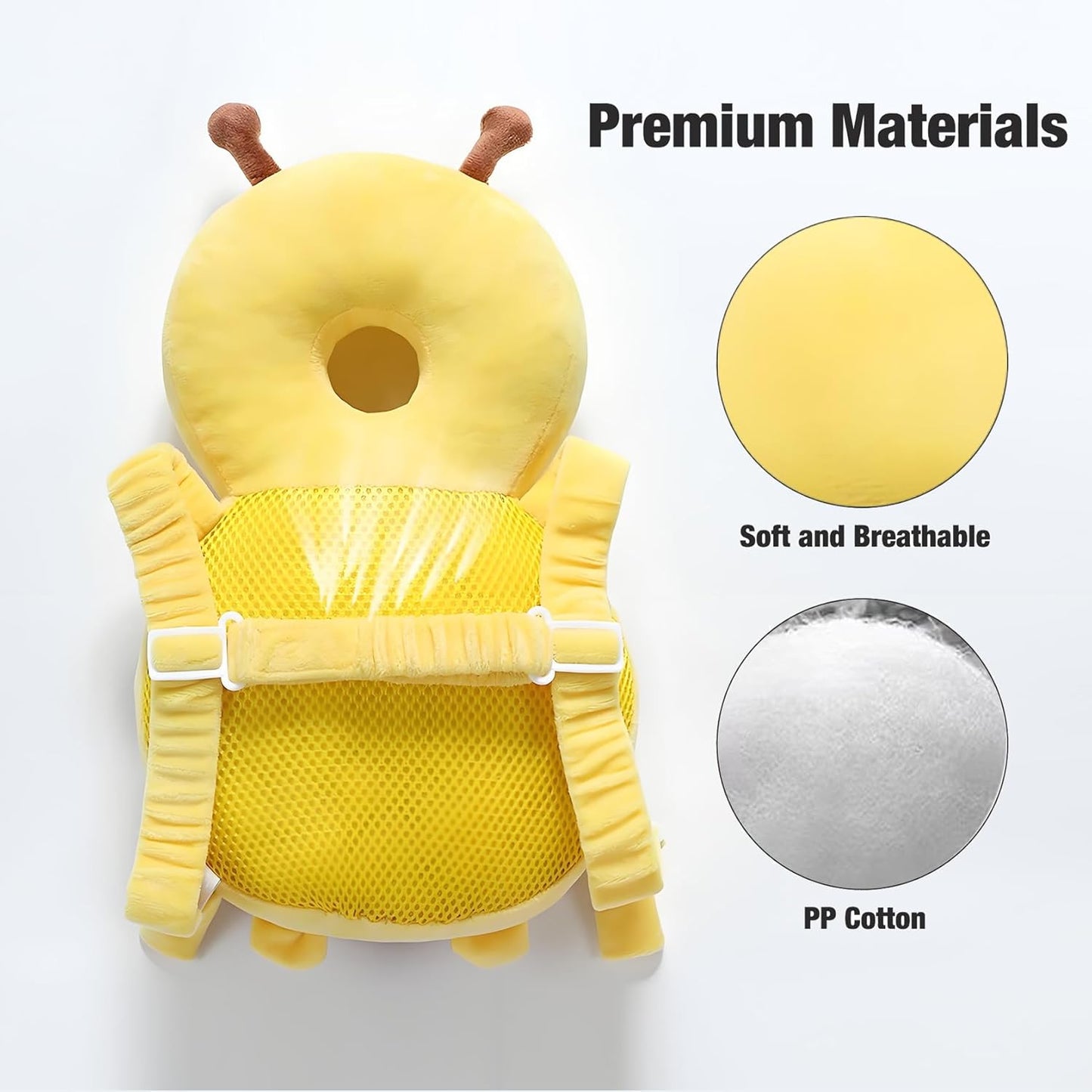 Adjustable Kids Safety Pillow 30cm x 18cm Yellow Toddler Head Protector Cushion for Safe Playtime V1258-DP02-BOL-462