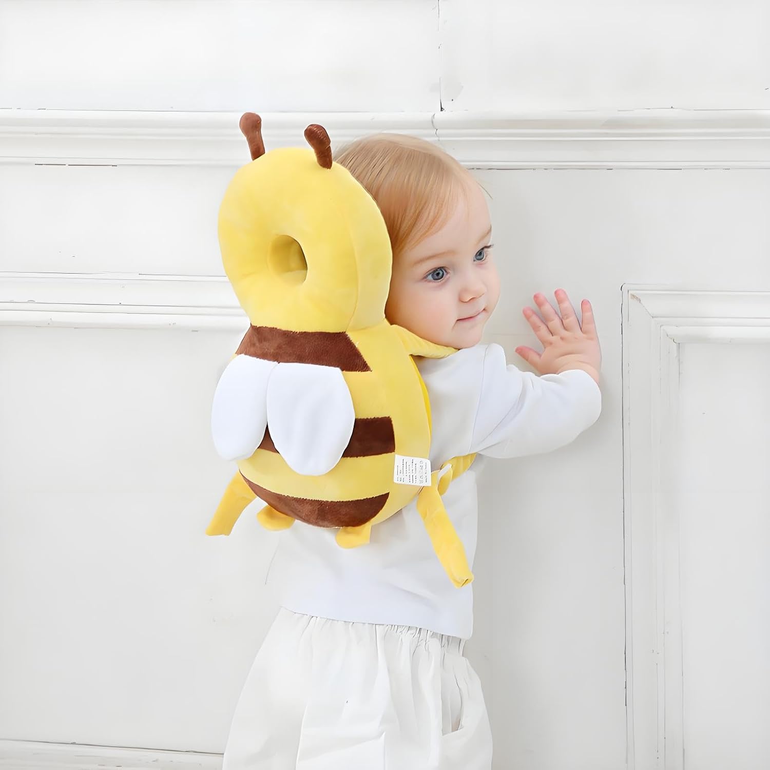 Adjustable Kids Safety Pillow 30cm x 18cm Yellow Toddler Head Protector Cushion for Safe Playtime V1258-DP02-BOL-462