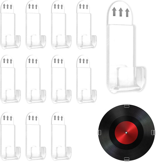12 Pack Acrylic Transparent Vinyl Record Holder Wall Mount No Drilling Required Display Rack V1258-DP02-BOL-466