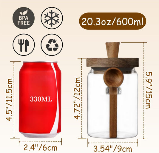 600ml Coffee Storage Container with Wooden Lid and Spoon Airtight Moisture-Proof Food Keeper for Coffee Beans V1258-DP02-BOL-471