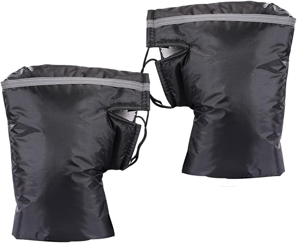 Black Windproof Thickened Cycling Gloves - 1 Pair Bike Handlebar Mitts Winter Warm Accessories V1258-DP02-BOL-478