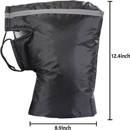 Black Windproof Thickened Cycling Gloves - 1 Pair Bike Handlebar Mitts Winter Warm Accessories V1258-DP02-BOL-478