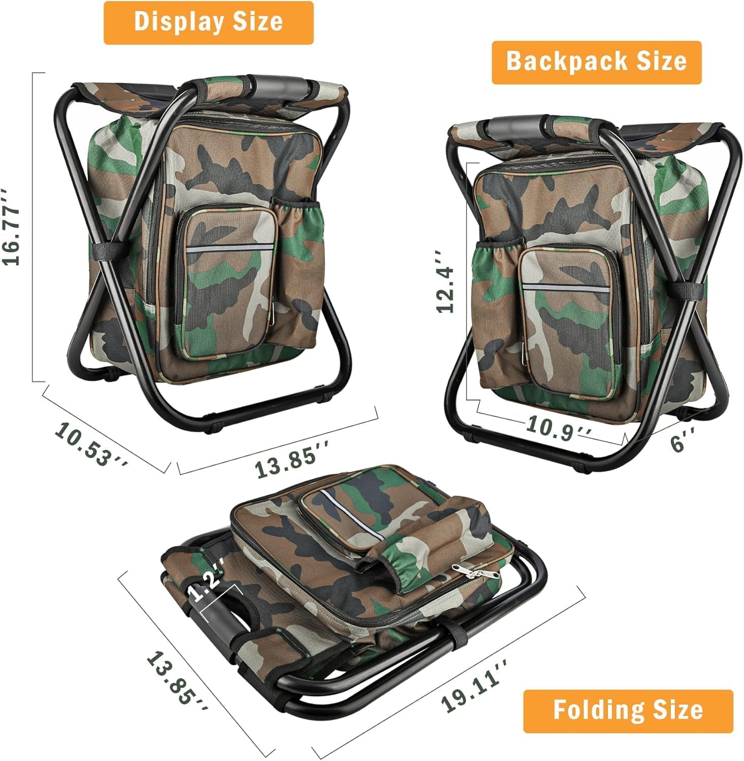 Camouflage Folding Camping Chair Portable Compact Adjustable Fishing Stool for Outdoor Use V1258-DP02-BOL-479