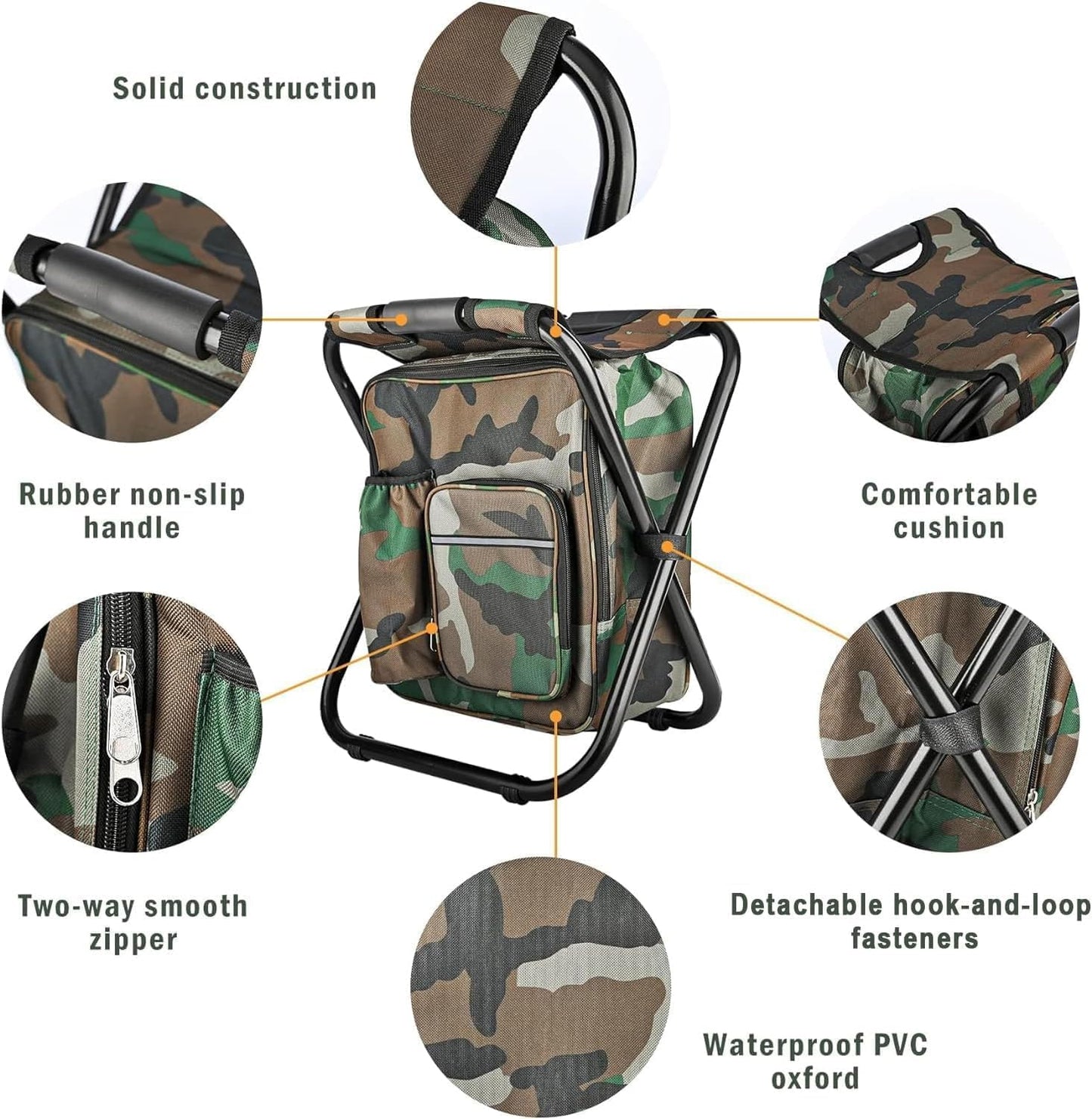 Camouflage Folding Camping Chair Portable Compact Adjustable Fishing Stool for Outdoor Use V1258-DP02-BOL-479