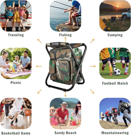 Camouflage Folding Camping Chair Portable Compact Adjustable Fishing Stool for Outdoor Use V1258-DP02-BOL-479