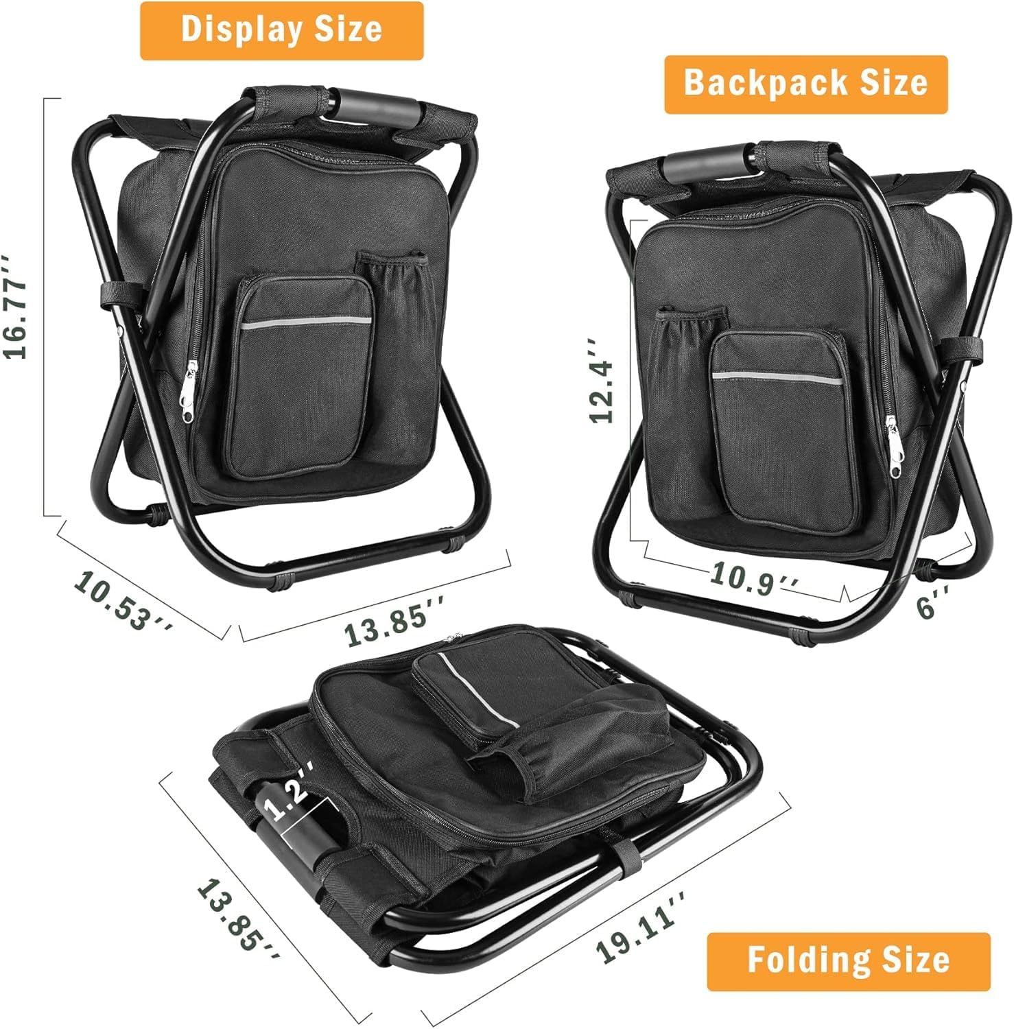 Folding Camping Chair Grey Portable Compact Adjustable Folding Chair for Outdoor Camping Fishing V1258-DP02-BOL-480