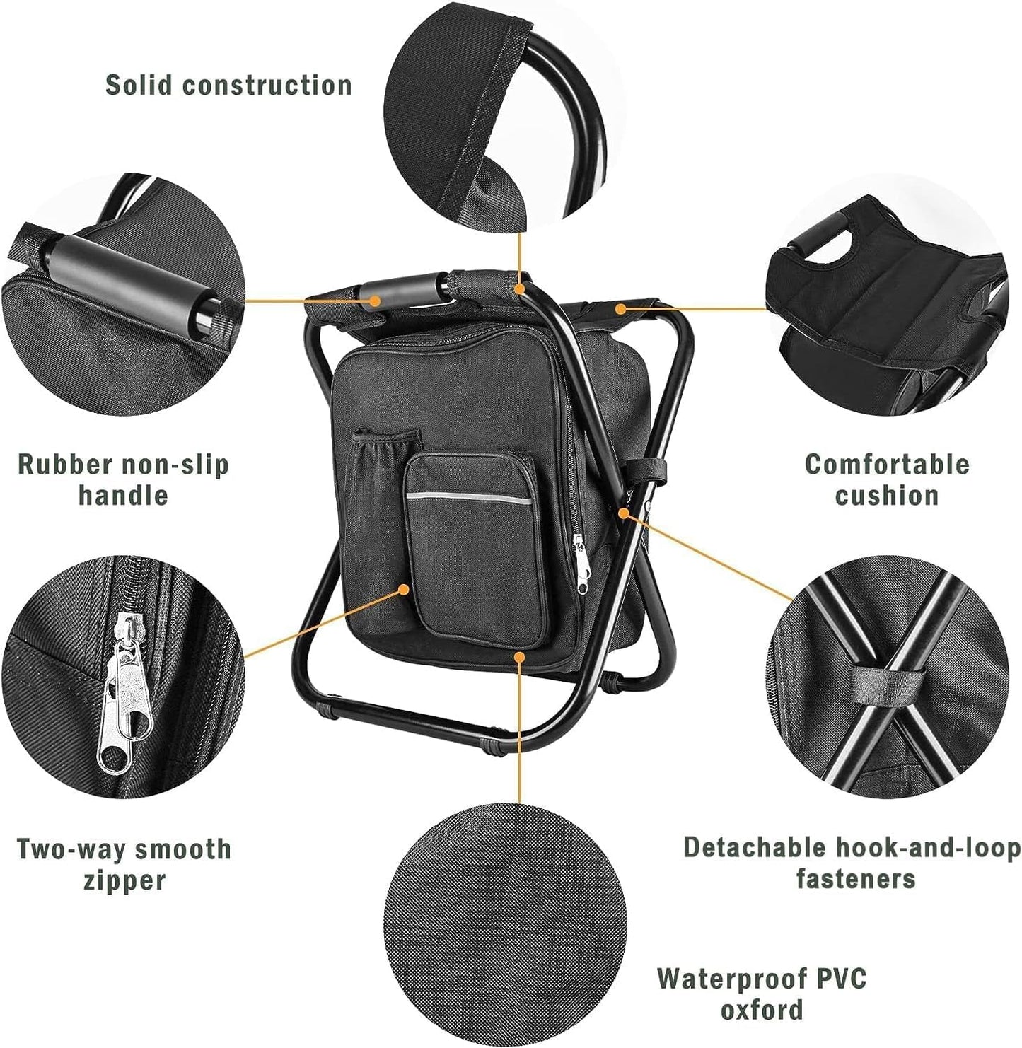 Folding Camping Chair Grey Portable Compact Adjustable Folding Chair for Outdoor Camping Fishing V1258-DP02-BOL-480