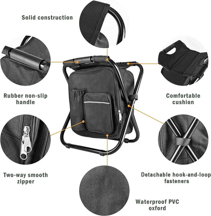 Folding Camping Chair Grey Portable Compact Adjustable Folding Chair for Outdoor Camping Fishing V1258-DP02-BOL-480