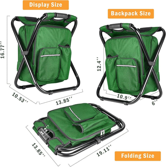Military Green Folding Camping Chair - Portable, Compact, Adjustable with Fishing Rod Holder V1258-DP02-BOL-481