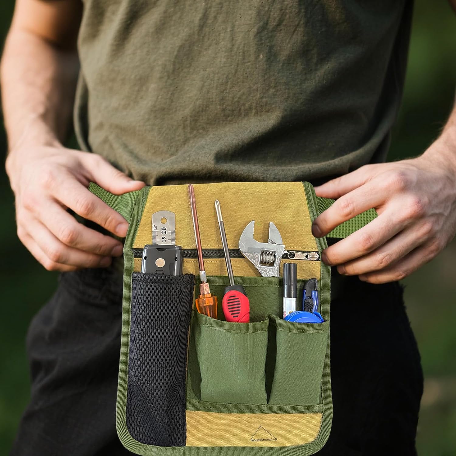 Garden Tool Belt - 1 Piece - Green - Multiple Pockets - Ideal for Outdoor Use V1258-DP02-BOL-483