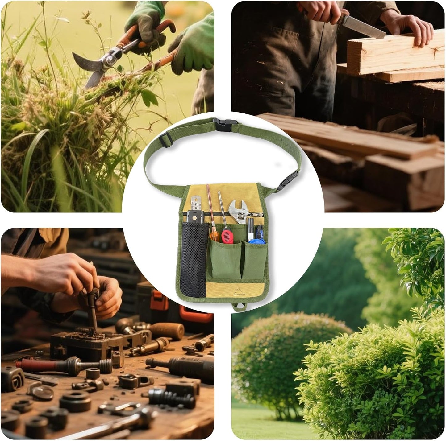 Garden Tool Belt - 1 Piece - Green - Multiple Pockets - Ideal for Outdoor Use V1258-DP02-BOL-483