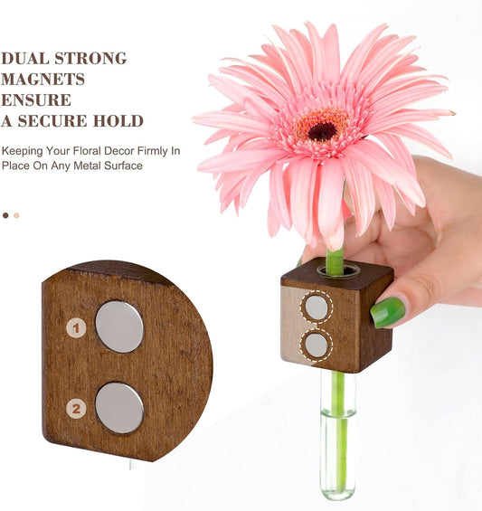 2 Pack Magnetic Wall Vases Mini Hydroponic Test Tubes for Home Decor V1258-DP02-BOL-484