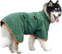 Green Dog Bathrobe with Orange Piping Size S - Adjustable Strap Pet Towel for Dogs V1258-DP02-BOL-491