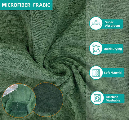 Green Dog Bathrobe with Orange Piping Size S - Adjustable Strap Pet Towel for Dogs V1258-DP02-BOL-491