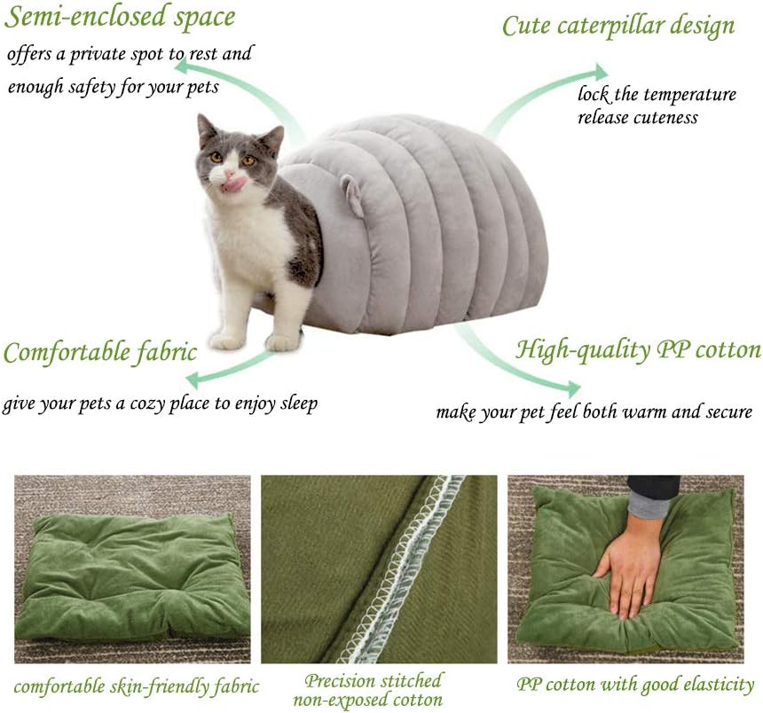 Green Cat Bed Cave - Cozy Pet House for Cats - Soft Kitten Sleeping V1258-DP02-BOL-493