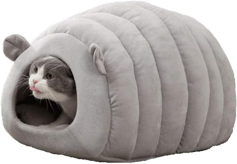 Grey Cat Bed Cave - Cozy Indoor Pet Bed for Cats and Kittens - Soft Comfortable Sleeping V1258-DP02-BOL-494