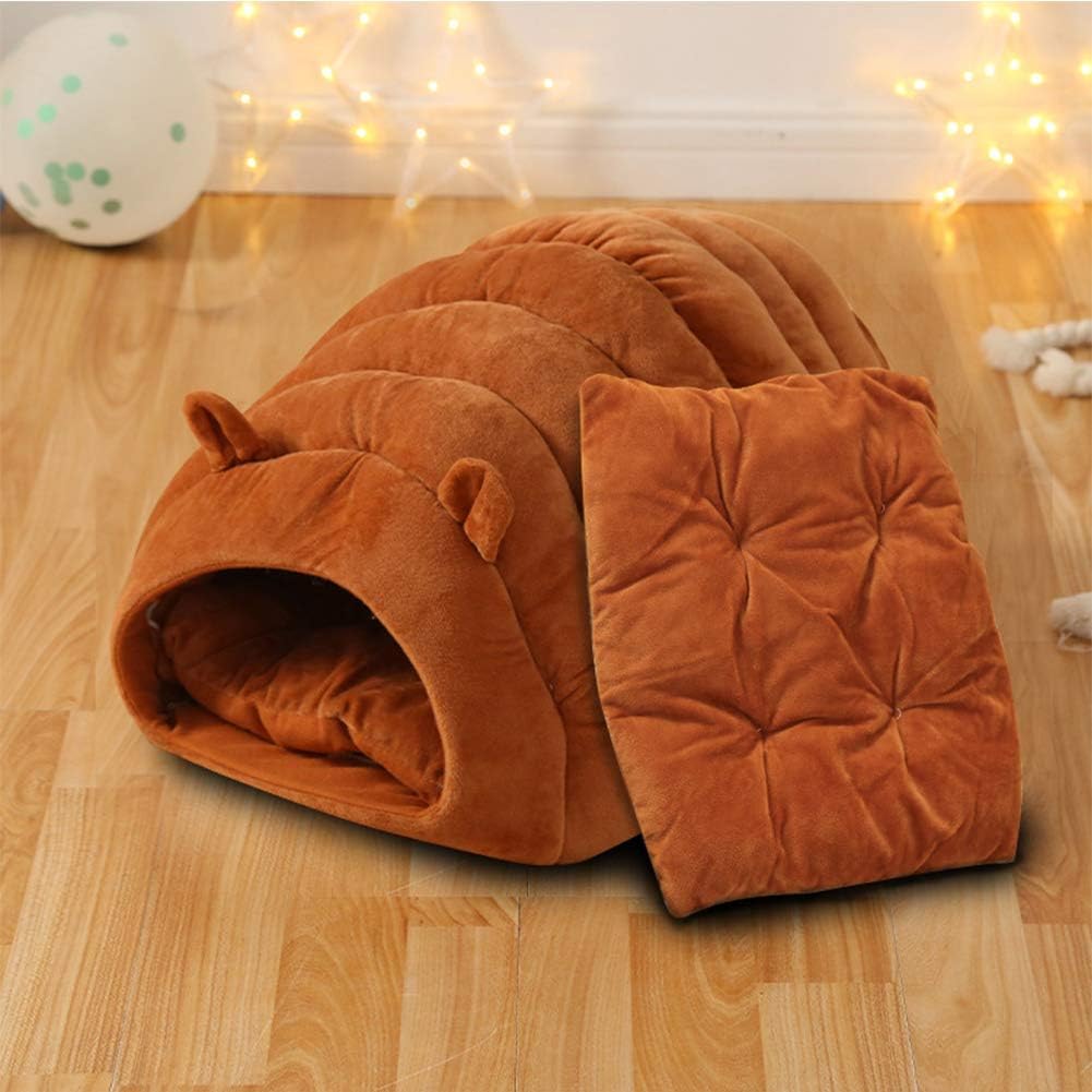 Orange Brown Cat Cave Bed - Cozy Pet House for Cats - Soft Comfortable Kitten Bed V1258-DP02-BOL-495