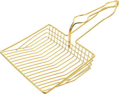 Gold Plated Metal Wire Cat Litter Scoop Square Design Ergonomic Handle V1258-DP02-BOL-496