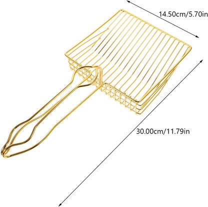 Gold Plated Metal Wire Cat Litter Scoop Square Design Ergonomic Handle V1258-DP02-BOL-496