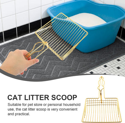 Gold Plated Metal Wire Cat Litter Scoop Square Design Ergonomic Handle V1258-DP02-BOL-496