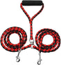 Red and Black Double Dog Leash and Collar Set - 1.4m Long - Durable Pet Lead for Dogs V1258-DP02-BOL-497
