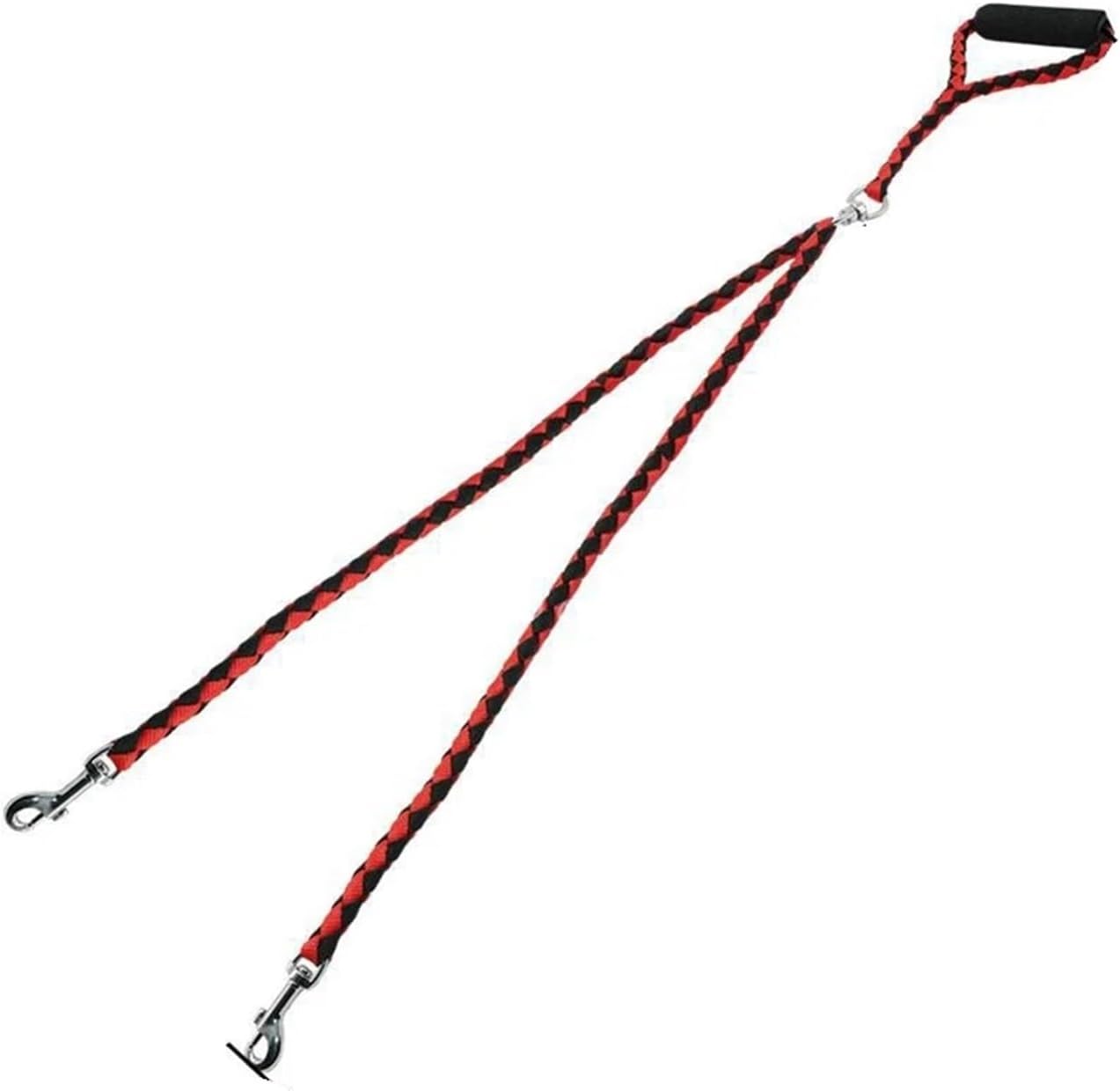 Adjustable 1.4m Double Dog Leash with Collar - Black and Blue Sturdy Pet Lead for Dogs V1258-DP02-BOL-498