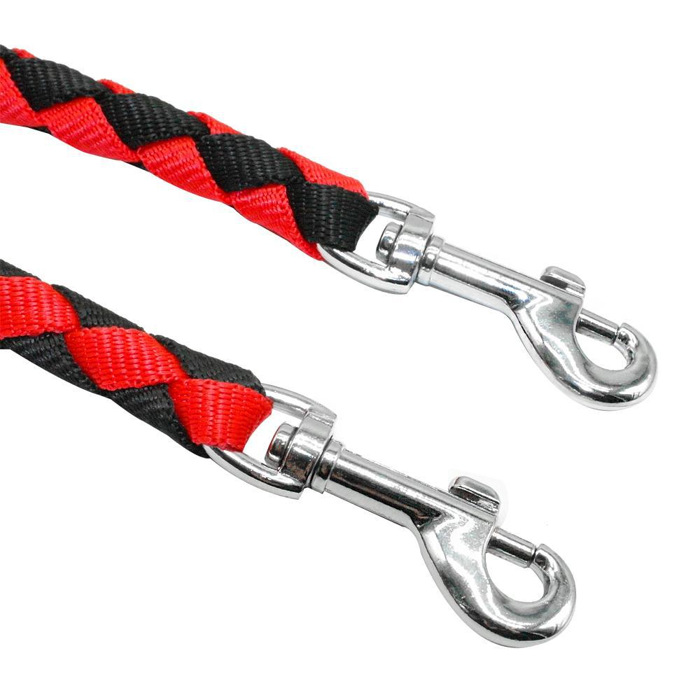 Adjustable 1.4m Double Dog Leash with Collar - Black and Blue Sturdy Pet Lead for Dogs V1258-DP02-BOL-498