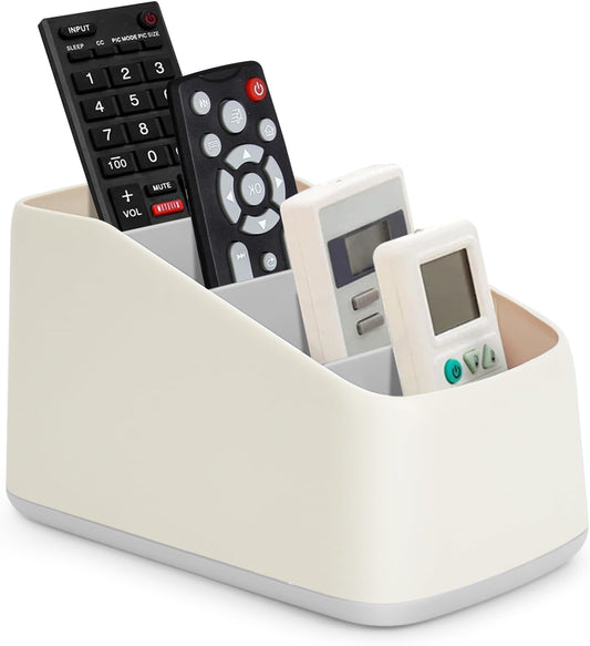 4 Compartment Remote Control Holder 17.3x10x8.5cm TV Remote Organizer Desk Storage Box for Remotes Phones and V1258-DP02-BOL-5