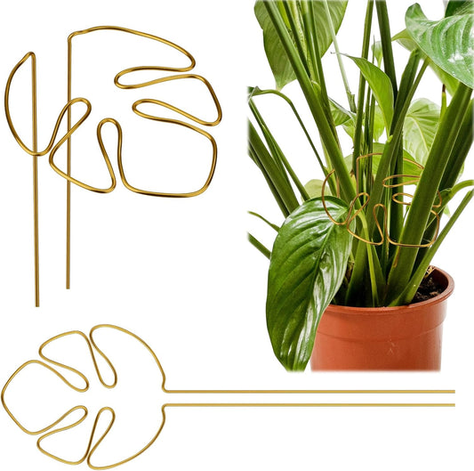 2 Pack Gold Plant Supports Indoor Outdoor Plant Stakes Clips Plant Stand for Plant Support V1258-DP02-BOL-501