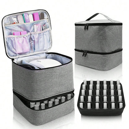 Large Capacity Grey Makeup Organizer Case - Cosmetic Storage Beauty Bag for Makeup Tools V1258-DP02-BOL-502