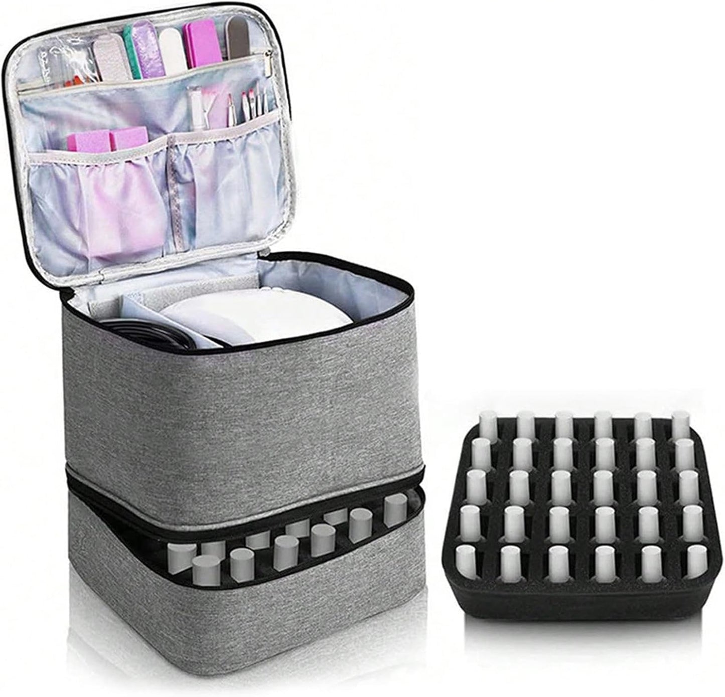 Large Capacity Grey Makeup Organizer Case - Cosmetic Storage Beauty Bag for Makeup Tools V1258-DP02-BOL-502