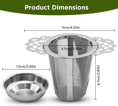 2 Pack Stainless Steel Tea Strainers for Loose Leaf Tea - Reusable Tea Filters V1258-DP02-BOL-504