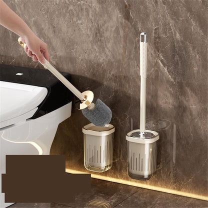 Compact Toilet Brush with Long Handle Wall Mounted No Drilling Bathroom Cleaning Tool Anti-Splash Design V1258-DP02-BOL-51