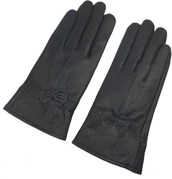 Winter Warm Fleece Lined Leather Gloves - Black - Size L - 1 Pair - Stylish Cold Weather Accessory V1258-DP02-BOL-512