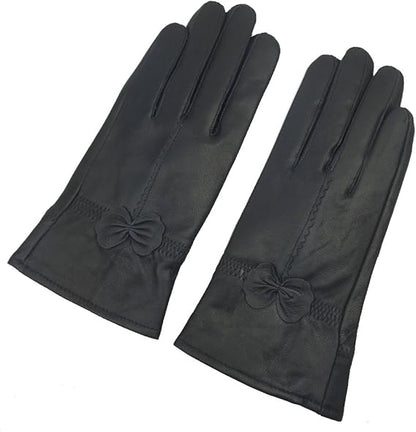 Winter Warm Fleece Lined Leather Gloves - Black - Size L - 1 Pair - Stylish Cold Weather Accessory V1258-DP02-BOL-512
