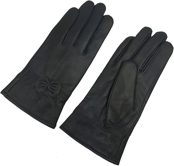 Winter Warm Fleece Lined Leather Gloves - Black - Size L - 1 Pair - Stylish Cold Weather Accessory V1258-DP02-BOL-512
