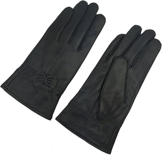 Winter Warm Fleece Lined Leather Gloves - Black - Size L - 1 Pair - Stylish Cold Weather Accessory V1258-DP02-BOL-512