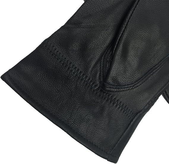 Winter Warm Fleece Lined Leather Gloves - Black - Size L - 1 Pair - Stylish Cold Weather Accessory V1258-DP02-BOL-512