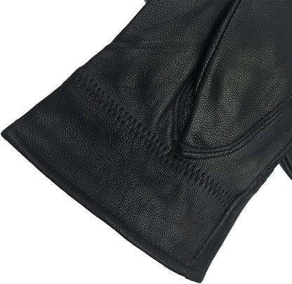 Winter Warm Fleece Lined Leather Gloves - Black - Size L - 1 Pair - Stylish Cold Weather Accessory V1258-DP02-BOL-512