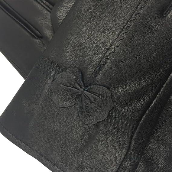 Winter Warm Fleece Lined Leather Gloves - Black - Size L - 1 Pair - Stylish Cold Weather Accessory V1258-DP02-BOL-512