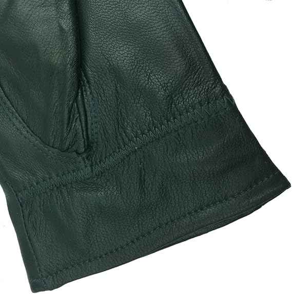 Military Green Winter Leather Gloves - Warm Fleece Lined - Stylish Size L V1258-DP02-BOL-514