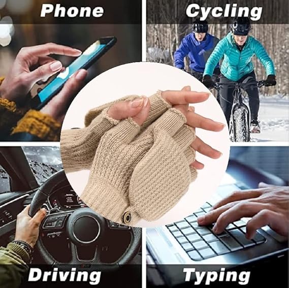 Women's Fingerless Gloves - 1 Pair - Warm Aprikot V1258-DP02-BOL-515