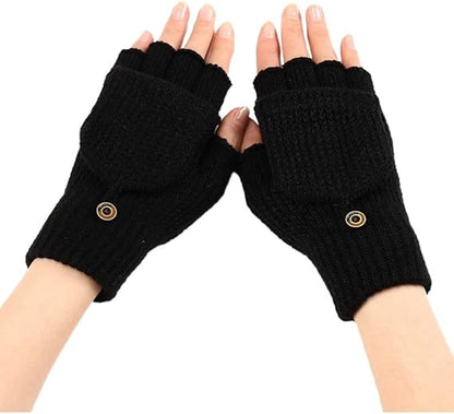Women's Warm Fingerless Gloves Black Pair V1258-DP02-BOL-516