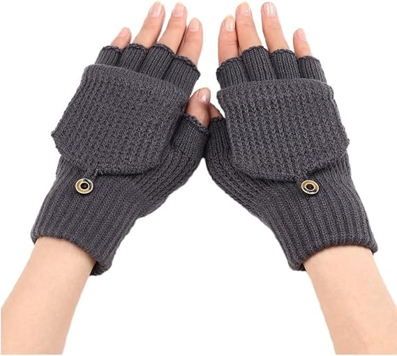 Women's Warm Fingerless Gloves - 1 Pair - Dark Grey V1258-DP02-BOL-517