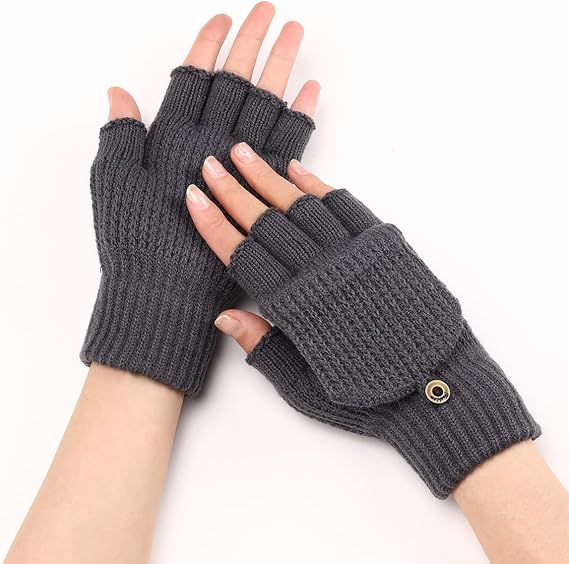 Women's Warm Fingerless Gloves - 1 Pair - Dark Grey V1258-DP02-BOL-517