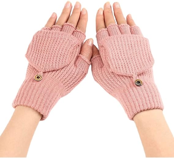 Women's Warm Fingerless Gloves - Pink - 1 Pair V1258-DP02-BOL-519