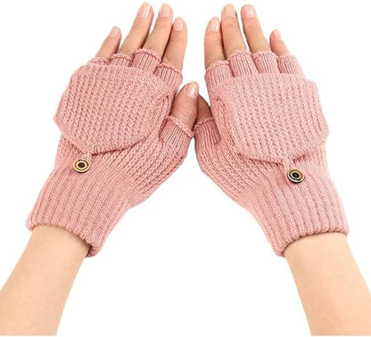 Women's Warm Fingerless Gloves - Pink - 1 Pair V1258-DP02-BOL-519