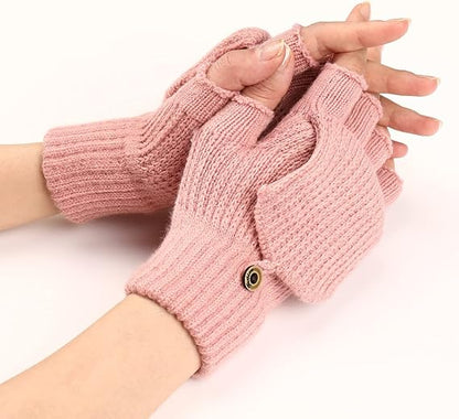 Women's Warm Fingerless Gloves - Pink - 1 Pair V1258-DP02-BOL-519